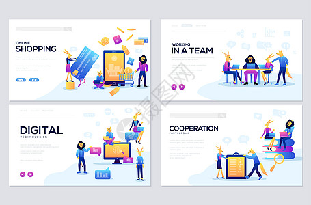 用于在线购物 分析 数字营销 团队合作和业务战略的模板设计图片