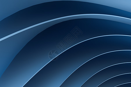 蓝色现代曲线3d 渲染蓝色金属表面和图形设计背景插图图层技术流动3d商业艺术波浪状白色圆圈背景