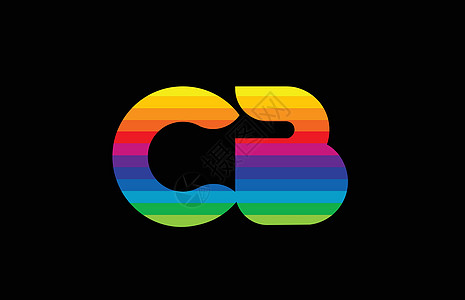 彩虹色彩色多彩字母表字母 cb cb 标志 combi商业公司橙子标识绿色紫色粉色插图身份黄色图片