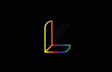 彩虹色彩色多彩字母表字母 l 标志图标设计图片