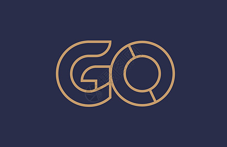 棕色蓝线字母字母GO G O 徽标组合公司图片