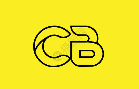 黄色黑线字母表字母 CB CB 标志组合公司图片