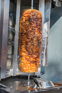 土耳其烤肉饭土耳其传统Doner Kebab烤架烧烤捐赠者美食炙烤牛肉火鸡烹饪食物背景