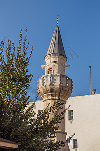 奥斯曼清真寺的米纳雷特尖塔历史性旅行建筑火鸡脚凳背景图片