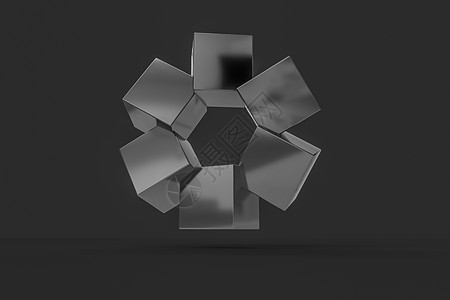 3d 具有科学和技术感知的创造性立方体建造场景金属正方形反射推介会黑色渲染插图团体图片