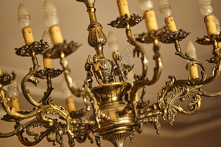 古董吊灯灯光灯泡风格静物黄铜装饰蜡烛图片