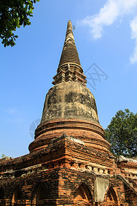 在泰国Ayutthaya的雕塑寺庙冥想宝塔热带建筑学建筑蒙果古董文化图片