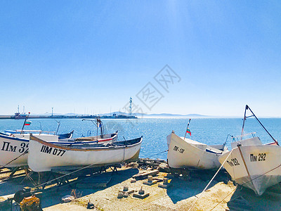 保加利亚Pomorie2019年3月9日 海城中心的美丽景象海景场景环境蓝色天空旅行假期摄影中心旅游图片