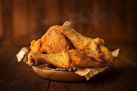 原食谱炸鸡餐盘木头国家美食食物小吃油炸翅膀食谱餐厅鸡腿图片