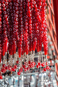 不同颜色的珠珠新月艺术火鸡红色珠子珠宝工艺项链手工宝石图片