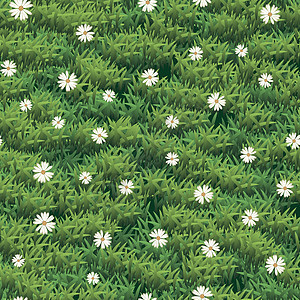 矢量无缝模式与绿草和花卉纹理图片