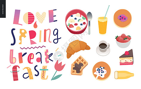 刻字组合标题卡片巧克力标签早餐季节饼子蛋糕插图口号图片