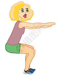 年轻女青年体操锻炼的矢量插图图片
