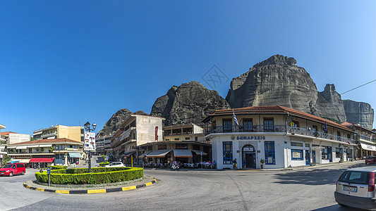 希腊卡兰巴卡镇酒店地标旅游岩石色萨利城市建筑风景遗产街道图片