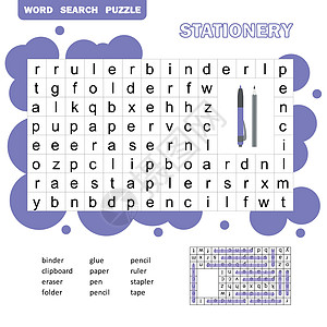 孩子们的填字游戏 用词汇和答题拼字搜索谜图片