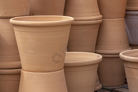 质朴的陶罐园艺花园黏土种植制品集装箱花盆团体收藏乡村图片