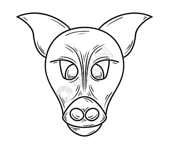 猪头动物插图草图哺乳动物绘画快乐微笑食物宠物铅笔手绘图片