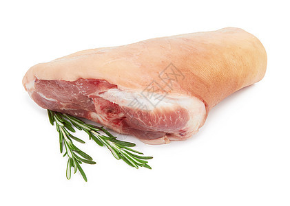 新鲜猪头小腿迷迭香红色白色关节火腿粉色猪肉食物烧烤背景图片