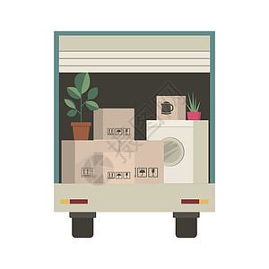卡车里面的东西 在 va 中包装家庭用品贮存纸板货车纸盒送货导游物流卡通片商品信息图片