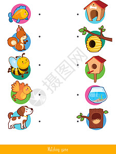 教育儿童游戏 孩子们的配对游戏 逻辑活动动物工作毅力水族馆马槽插图松鼠幼儿园乐趣蜜蜂图片