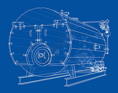 工业锅炉大纲  3 的矢量渲染阀门蓝图模型力量设施配件机械植物插图管子图片