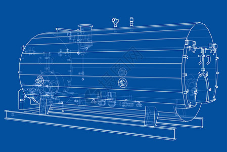 工业锅炉大纲  3 的矢量渲染插图化学品工程蓝图龙头模型压力力量植物管道图片