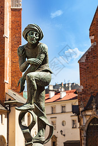 圣玛丽巴西利卡附近一个贫困学生的铜像建筑学大教堂雕塑家抛光青铜雕像旅行城市纪念碑旅游图片