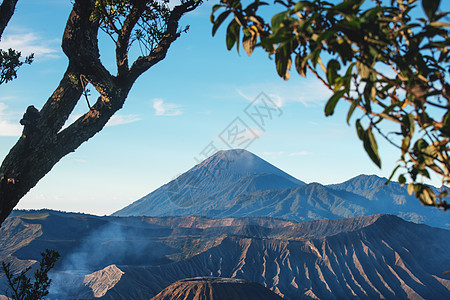 布罗莫火山的日出 在印度爪哇喷射旅行火山口地平线环境游客火山小径天空风景薄雾图片