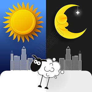 日月星辰 白天和黑夜矢量横幅气候气象温度太阳标识阴影预报季节蓝色时间图片