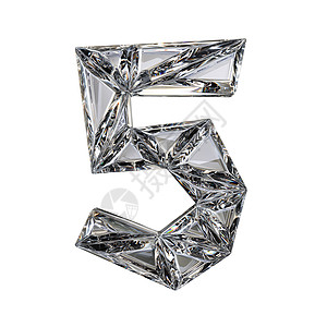 水晶三角字体编号 FIVE 5 3数字钻石棱镜魅力宝藏奢华婚礼卡片插图艺术图片