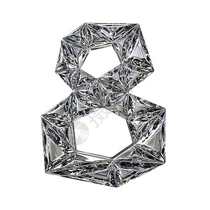 水晶三角字体编号8 8 3宝藏数字卡片婚礼多边形棱镜魅力宝石艺术插图图片