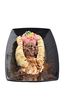 香蕉香蕉分割傻事冰淇淋美食配料餐厅巧克力食物味道奶油鞭打图片