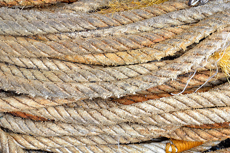 旧绳索材料纤维棉布木头白色收藏细绳电缆棕色工具图片