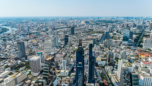 曼谷市视图地标摩天大楼酒店全景城市生活省会住宅区城市鸟瞰图场景图片