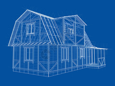 房子素描  3 的矢量渲染插图蓝图建筑艺术项目住房建筑学工程草图建造图片