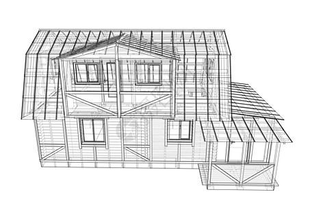 房子素描  3 的矢量渲染建筑学商业建筑师建造结构草图工程房屋绘画设计师图片