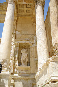 古代以斐苏斯市的废墟旅游寺庙旅行建筑学大理石历史文明火鸡遗产纪念碑图片