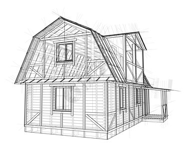 房子素描  3 的矢量渲染蓝图建造房屋工程草图住宅技术项目绘画设计师图片