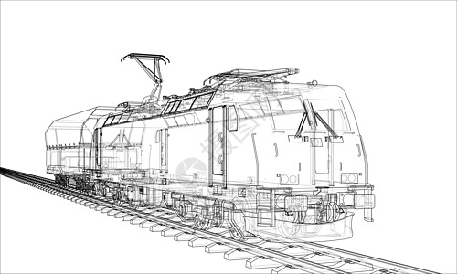 现代火车概念 韦克托草图铁路商业创新速度矢量技术运输海报素描图片