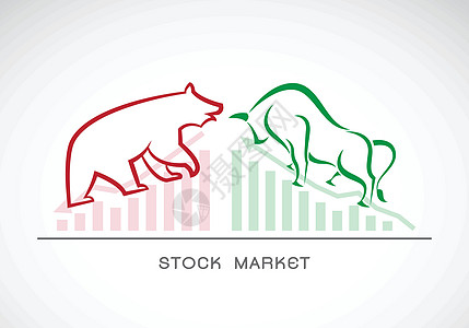 股票市场趋势的牛市和熊市符号的向量 格罗生长动物外汇经济衰退卡通片投资经济图表货币斗争图片