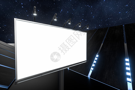 3d 渲染空白广告板在夜景中展览广告牌广告插图路标推介会框架天空展示技术图片