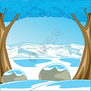 寒凉的冬季风景 树木和山林图片