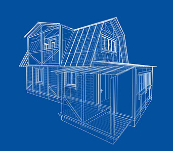 房子素描  3 的矢量渲染住宅技术商业建筑师草图工程插图蓝图绘画设计师图片