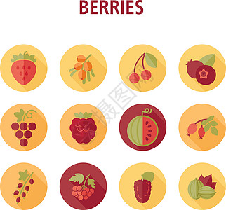 新鲜浆果图标 se叶子插图黑色红色覆盆子醋栗鼠李西瓜食物水果图片