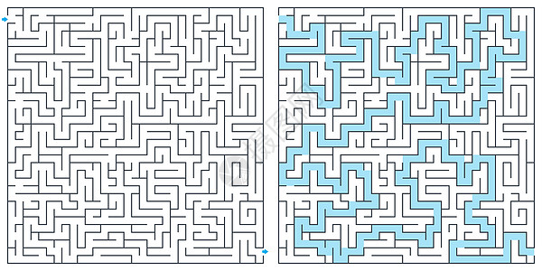 迷宫 迷宫与解决方案矢量图 方形迷宫 高质量的矢量图片