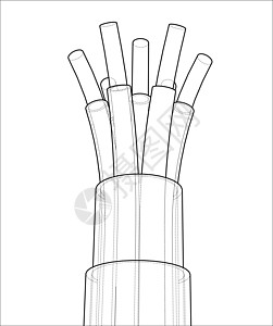 七线电缆 线框 韦克托管子导体数据3d电气电子白色接线活力草图图片