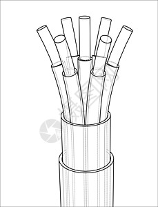 七线电缆 线框 韦克托管子网络金属力量草图接线技术电子工业导体图片