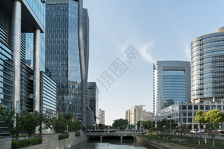 城市中心景观 现代商业背景反射玻璃办公室街道场景建造沥青蓝色天空市中心图片