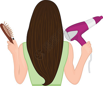 一个女孩梳着头发 它制作图案矢量图片