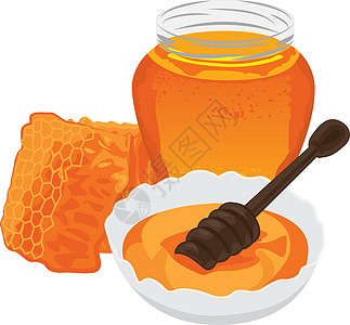 蜂蜜矢量蜂蜜 它制作图案矢量蜂窝水壶花蜜蜜蜂黄色营养橙子金子蜂巢农业插画